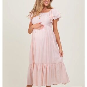Pinkblush Soft Pink Flutter Sleeve Midi Dress